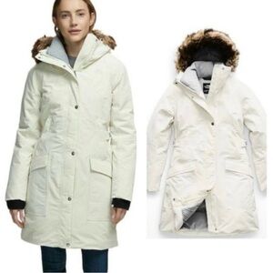 THE NORTH FACE OUTER BOROUGHS PARKA VINTAGE WHITE XL LADIE THIGH LENGTH 550 fill